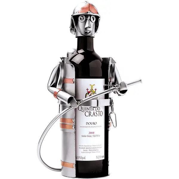 Weinflaschenhalter mit Motiv - Feuerwehrmann -*