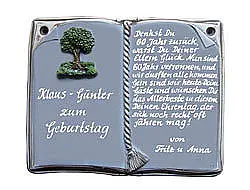 Keramikschild als Buch für Ehrungen und besondere Anlässe - Größe: 27x22 cm*