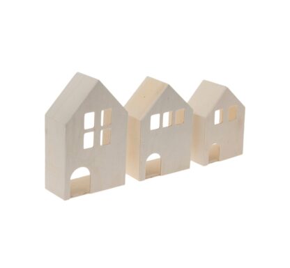 3D Holzhäuschen, 3er-Set*
