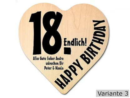 Herz Holzschild mit Wunschtext Geschenk zum 18. Geburtstag*