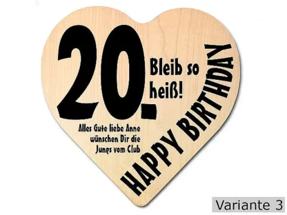 Herz Holzschild mit Wunschtext Geschenk zum 20. Geburtstag*