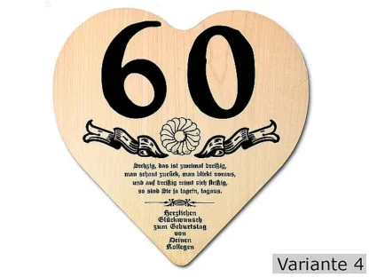 Herz Holzschild mit Wunschtext Geschenk zum 60. Geburtstag*