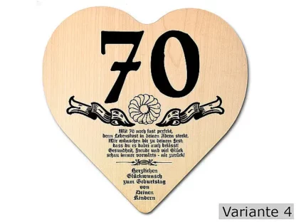 Herz Holzschild mit Wunschtext Geschenk zum 70. Geburtstag*