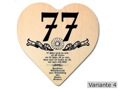 Herz Holzschild mit Wunschtext Geschenk zum 77. Geburtstag*