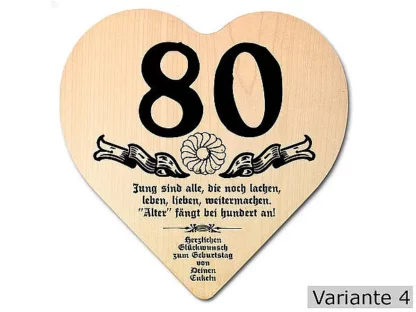 Herz Holzschild mit Wunschtext Geschenk zum 80. Geburtstag*