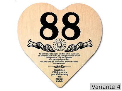 Herz Holzschild mit Wunschtext Geschenk zum 88. Geburtstag*