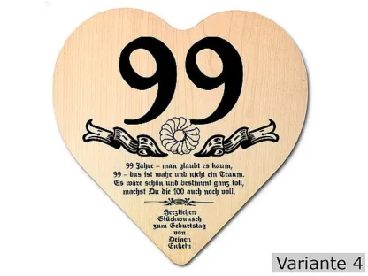 Herz Holzschild mit Wunschtext Geschenk zum 99. Geburtstag*