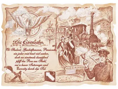 Zunftbild Eisenbahn auf Antikpapier im A4-Format*