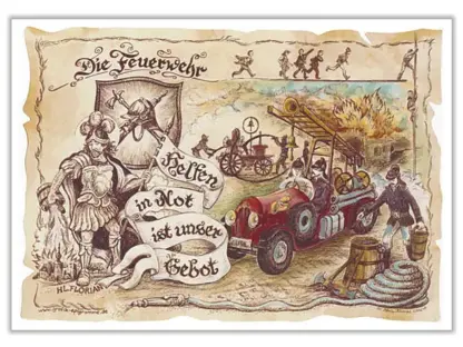 Zunftbild Feuerwehr auf Antikpapier im A4-Format*