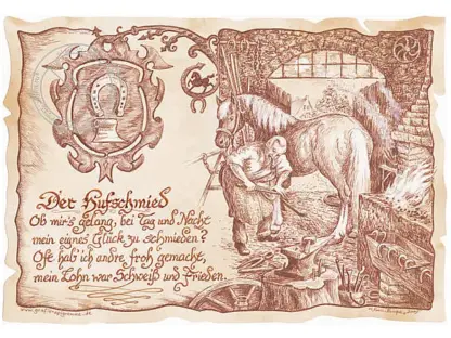 Zunftbild Hufschmied auf Antikpapier im A4-Format*