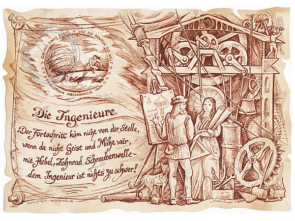 Zunftbild Ingenieure auf Antikpapier im A4-Format*
