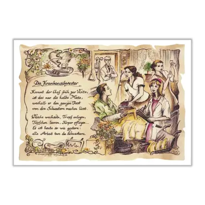 Zunftbild Krankenschwester auf Antikpapier im A4-Format*