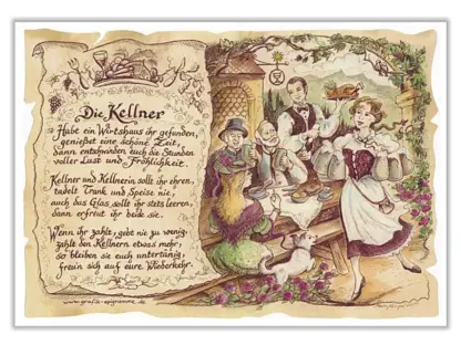 Zunftbild Kellner auf Antikpapier im A4-Format*