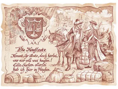 Zunftbild Kaufleute auf Antikpapier im A4-Format*