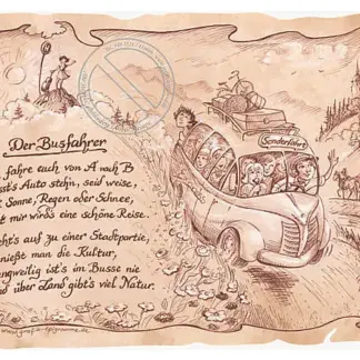 Zunftbild Busfahrer auf Antikpapier im A4-Format*