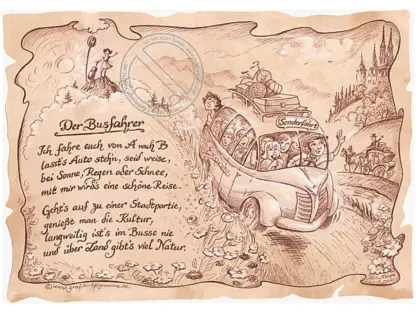 Zunftbild Busfahrer auf Antikpapier im A4-Format*