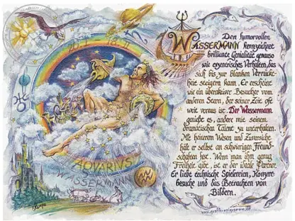 Sternbild Wassermann auf Antikpapier im A4-Format*