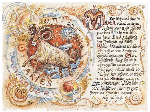 Sternbild Widder auf Antikpapier im A4-Format*