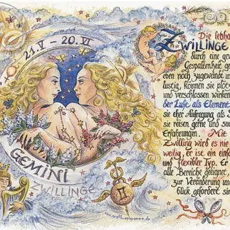 Sternbild Zwillinge auf Antikpapier im A4-Format*