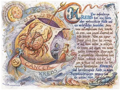 Sternbild Krebs auf Antikpapier im A4-Format*
