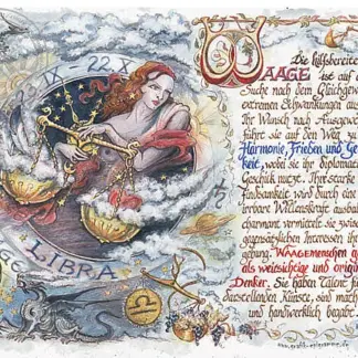 Sternbild Waage auf Antikpapier im A4-Format*