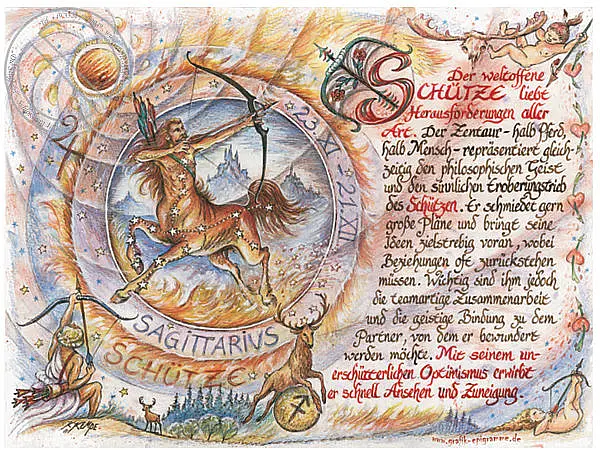Sternbild Schütze auf Antikpapier im A4-Format*