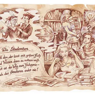 Zunftbild Student auf Antikpapier im A4-Format*