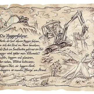 Zunftbild Baggerfahrer auf Antikpapier im A4-Format*