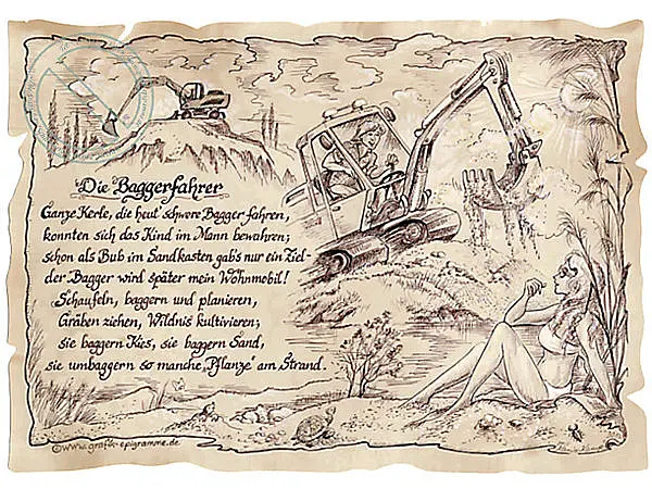 Zunftbild Baggerfahrer auf Antikpapier im A4-Format*