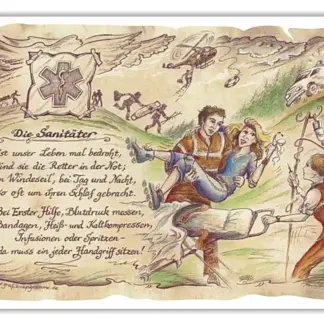 Zunftbild Sanitäter auf Antikpapier im A4-Format*