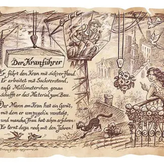Zunftbild Kranführer auf Antikpapier im A4-Format*