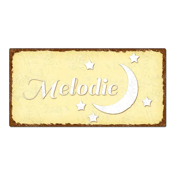 Dekoschild im Vintage Look mit Wunschtext 200 x 100mm pastellgelb/braun*