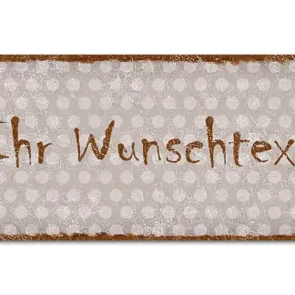 Dekoschild im Retro Look mit Polka Dots 200 x 100mm Polka Dots taupe*