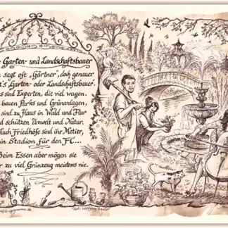 Zunftbild Garten- und Landschaftsbauer auf Antikpapier im A4-Format*