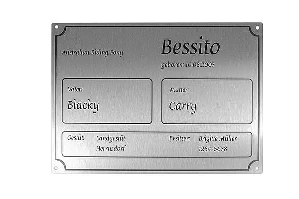 Stallschild mit individuellen Daten*