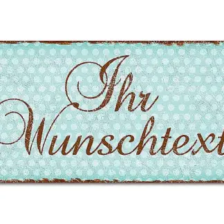 Dekoschild im Retro Look mit Polka Dots 300 x 150mm Polka Dots türkis*