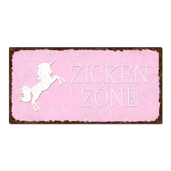 Blechschild im Vintage Look mit Wunschtext 300 x 150mm rosa/braun*