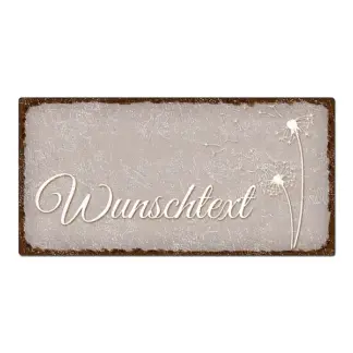Blechschild im Vintage Look mit Wunschtext 300 x 150mm taupe/braun*