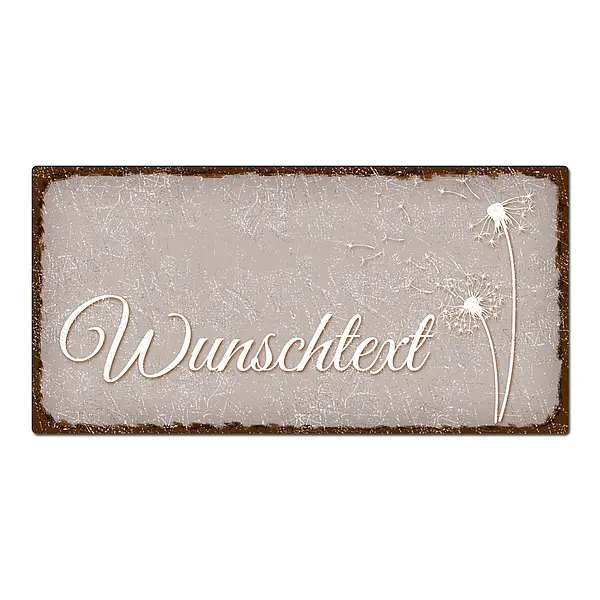 Blechschild im Vintage Look mit Wunschtext 300 x 150mm taupe/braun*