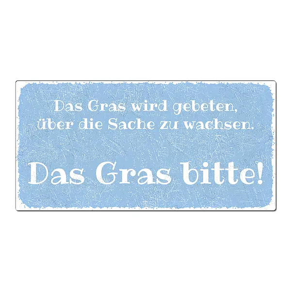 Aluschild im Vintage Look mit Wunschtext 300 x 150mm hellblau*