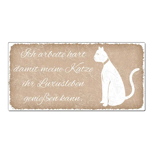 Aluschild im Vintage Look mit Wunschtext 300 x 150mm cappuccino*