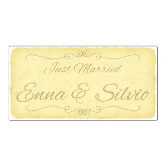 Aluschild im Vintage Look mit Wunschtext 300 x 150mm gelb*