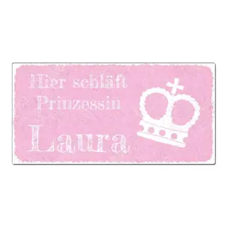 Aluschild im Vintage Look mit Wunschtext 300 x 150mm rosa*