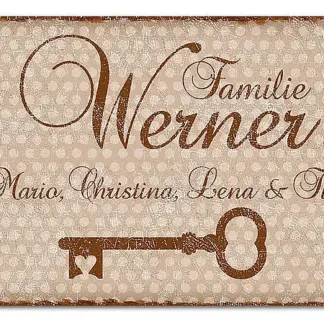 Farbiges Aluschild mit Polka Dots und Wunschtext A4 Polka Dots cappuccino*