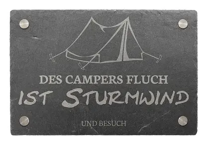 Dekoschild aus Schiefer 30 x 20 cm - Motiv Zelt*