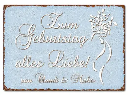 Farbiges Blechschild mit Wunschtext A4 pastellblau*