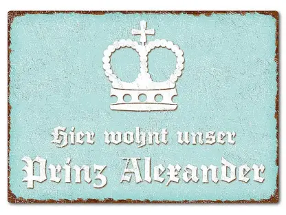 Farbiges Blechschild mit Wunschtext A4 pastelltürkis/braun*