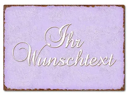 Farbiges Blechschild mit Wunschtext A4 pastellviolett/braun*