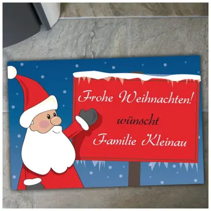 Fußmatte "Frohe Weihnachten" und Weihnachtsmann mit Schild*