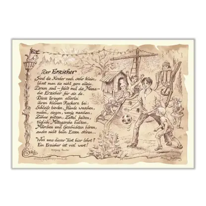 Zunftbild Erzieher auf Antikpapier im A4-Format*